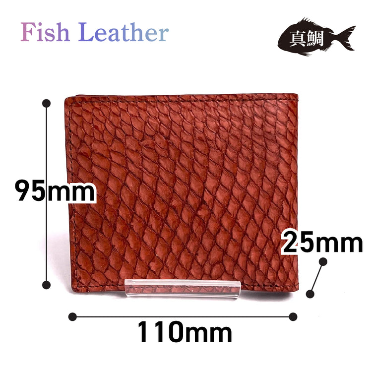 二つ折り財布 フィッシュレザー マダイ オーシャンレザー 魚の皮 革財布 fish leather 真鯛 釣り好きの人 ギフト