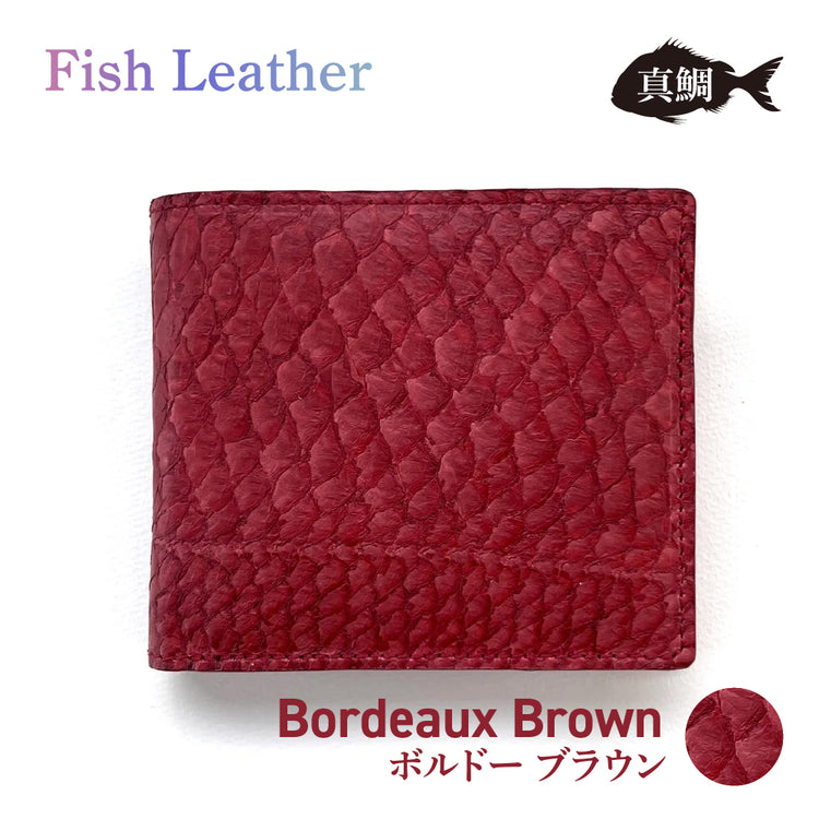 二つ折り財布 フィッシュレザー マダイ オーシャンレザー 魚の皮 革財布 fish leather 真鯛 釣り好きの人 ギフト