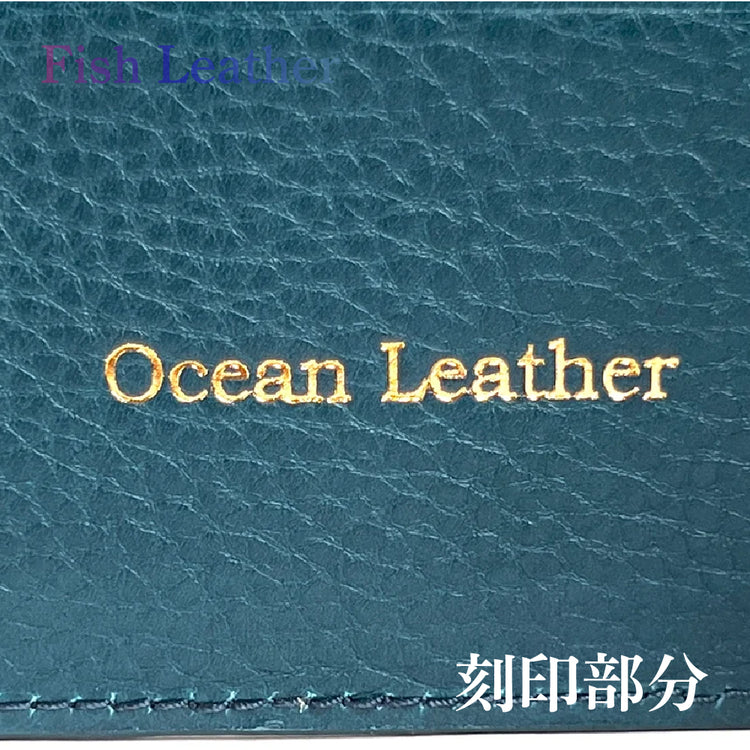 二つ折り財布 フィッシュレザー ブリ オーシャンレザー 魚の皮 革財布 fish leather 鰤(ぶり) 釣り好きの人 ギフト