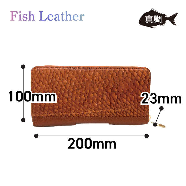 ラウンドファスナー長財布 フィッシュレザー マダイ オーシャンレザー 魚の皮 革財布 fish leather 真鯛 釣り好きの人 ギフト