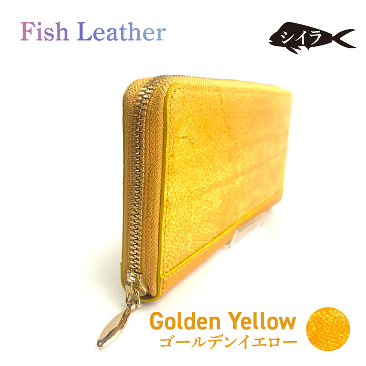 ラウンドファスナー長財布 フィッシュレザー シイラ オーシャンレザー 魚の皮 革財布 fish leather 釣り好きの人 ギフト