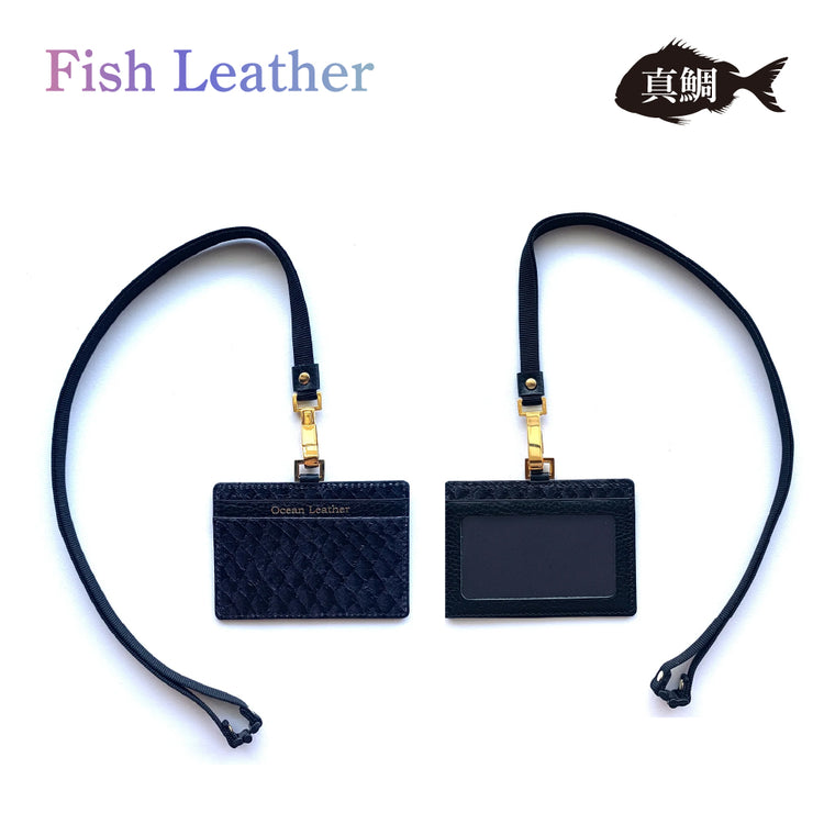IDパスケース フィッシュレザー マダイ オーシャンレザー 魚の皮 fish leather 真鯛 釣り好きの人 ギフト