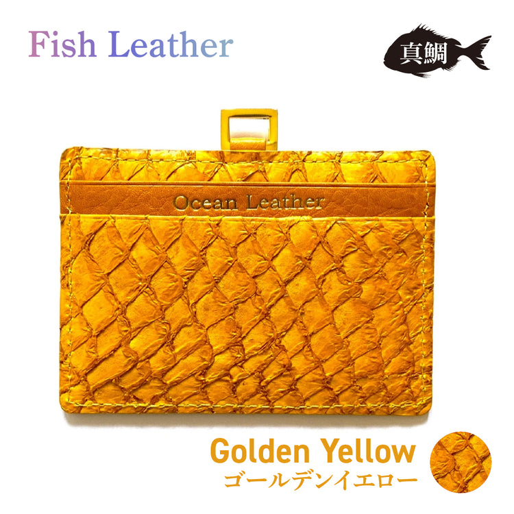 IDパスケース フィッシュレザー マダイ オーシャンレザー 魚の皮 fish leather 真鯛 釣り好きの人 ギフト