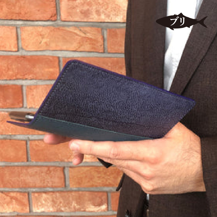 手帳型スマホケース フィッシュレザー ブリ オーシャンレザー 魚の皮 fish leather 鰤(ぶり) スマートフォンケース i-phone用 アンドロイド用他汎用ケース 釣り好きの人 ギフト