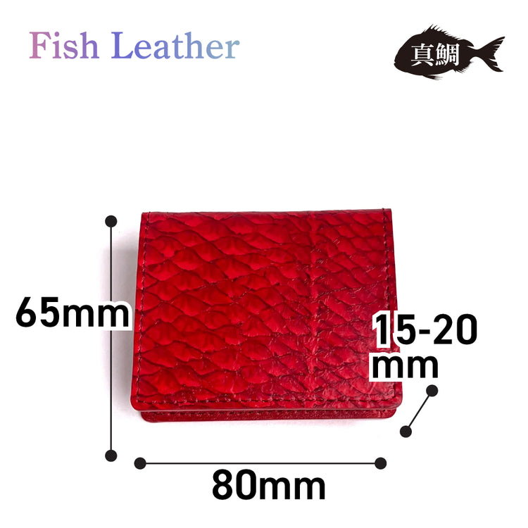 BOXコインケース フィッシュレザー マダイ オーシャンレザー 魚の皮 革財布 fish leather 真鯛 釣り好きの人 ギフト