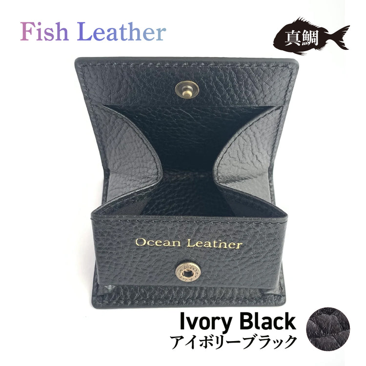 BOXコインケース フィッシュレザー マダイ オーシャンレザー 魚の皮 革財布 fish leather 真鯛 釣り好きの人 ギフト