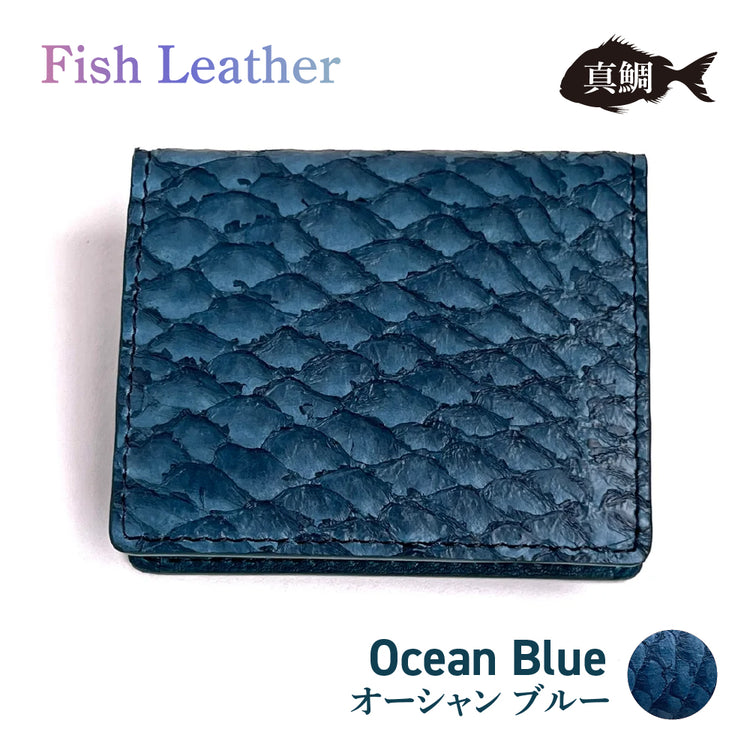 BOXコインケース フィッシュレザー マダイ オーシャンレザー 魚の皮 革財布 fish leather 真鯛 釣り好きの人 ギフト