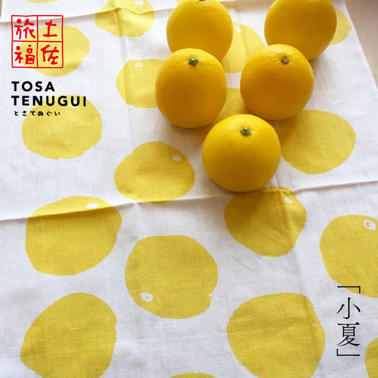 土佐旅福 土佐手拭い・単色白地手拭い「小夏」/木綿本手拭 約90cm×35cm　日本の染色法「注染（ちゅうせん・そそぎぞめ）」株式会社わらびの